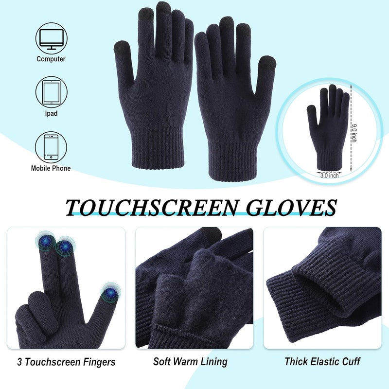 Connectyle 3 PCS Fleece Lined Cold Weather Set, Warm Winter Beanie Hat, Long Scarf and Touchscreen Gloves for Men & Women - Image 4